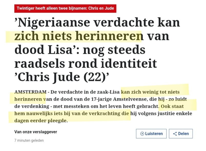 De GEWETENLOZE LINKSE PERS inclusief de <a href="/telegraaf/">De Telegraaf</a> probeert van een SMERIGE MEISJESMOORDENAAR een SLACHTOFFER met GEHEUGENVERLIES te maken!
😠😠😠
<a href="/sjuul2028/">Sjuul2028</a> #asielstop #LisaPronk 
archive.ph/WlUFt