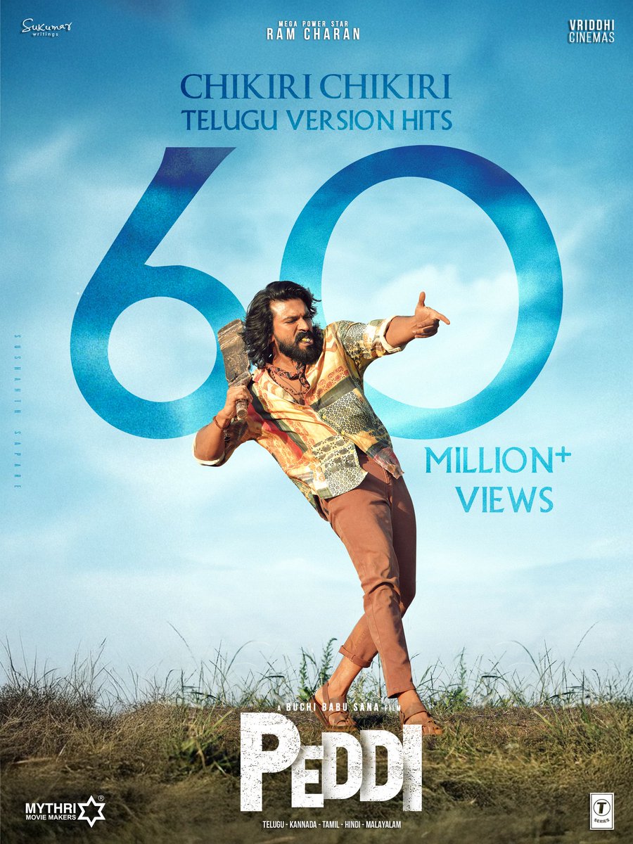 Here We Go.... #ChikiriChikiri Telugu Version Surpasses The 6️⃣0️⃣ MILLION+ Views with 9️⃣7️⃣2️⃣K+ Likes on <a href="/YouTube/">YouTube</a> 🎵❤️🔥

▶️m.youtube.com/watch?v=vVDp1u…

The Unmatched Vibe of gRaCe God <a href="/AlwaysRamCharan/">Ram Charan</a> Returns with Full Force ⚡

#PEDDI