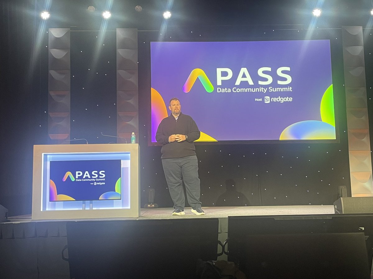 ReviewMyDB's tweet image. @wadamj giving personal examples on having to change and shift to continue to move forward at @PASSDataSummit community keynote!

#passdatasummit #passsummit #passdatacommunitysummit