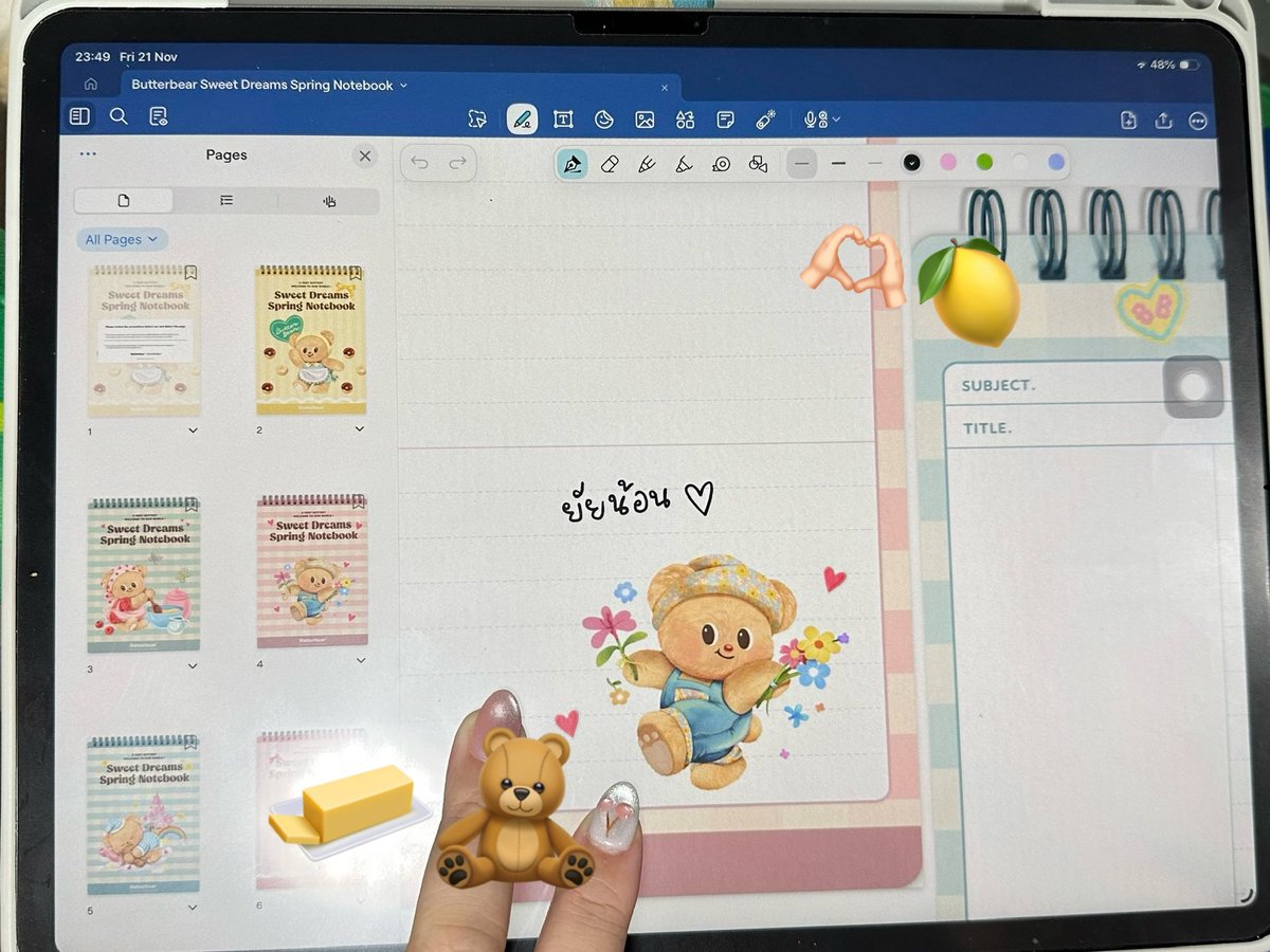 SooperPaint's tweet image. รีวิวยัยน้อนก่อนไปนอน🫶🏻🧸🧈 ชีน้องเนยน่ารักสุด เพิ่งรู้ว่า #goodnotes แคปเทมเพลตที่ซื้อมาไม่ได้ มัมหมีไปตามอุดหนุนยูกสาว ได้ใช้แน่นอน 💖 #butterbear