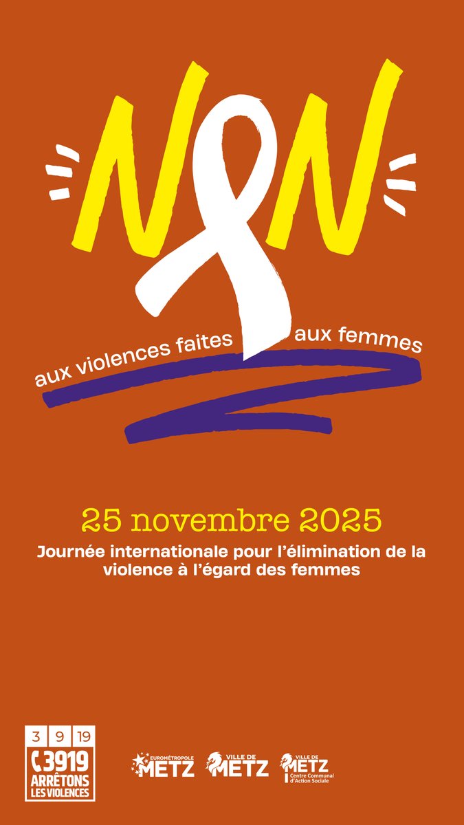 𝗠𝗲𝘁𝘇 𝗱𝗶𝘁 𝗻𝗼𝗻 𝗮𝘂𝘅 𝘃𝗶𝗼𝗹𝗲𝗻𝗰𝗲𝘀 𝗳𝗮𝗶𝘁𝗲𝘀 𝗮𝘂𝘅 𝗳𝗲𝗺𝗺𝗲𝘀 🛑
Ce mardi 25 novembre, c’est la Journée internationale pour l’élimination de la violence à l’égard des femmes.

De nombreuses actions sont organisées ces prochains jours et jusqu’au dimanche 11