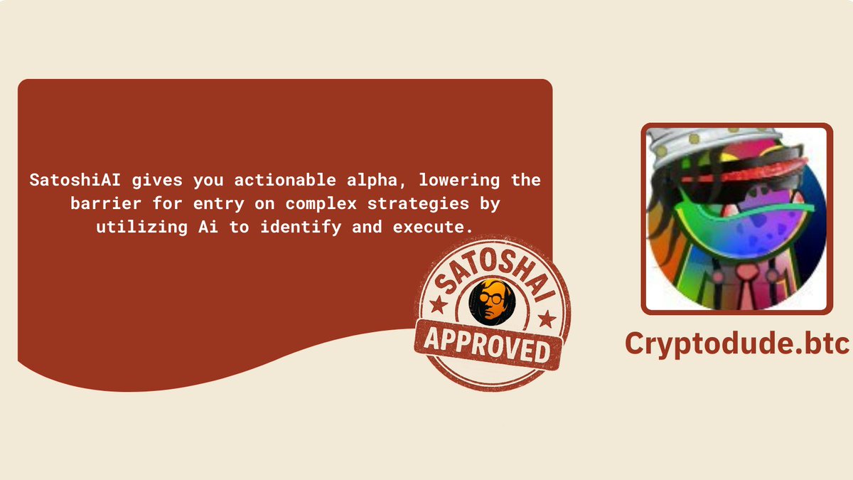 Most people ignore advanced yield because it’s too much work.

<a href="/cryptodude_btc/">cryptodude.btc 🟧🟪🟦</a> believes SatoshAI changes that.