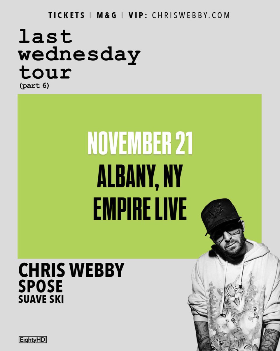 EightyHDMusic's tweet photo. Age of Empires.
π€: @ChrisWebby | @spizzyspose | @suaveskimusic
π
: TONIGHT
β°: 8PM
π: @EmpireLive518
ποΈ: https://t.co/lzF6NQKRQm
#LastWednesdayTour https://t.co/jbS4gVJTrI