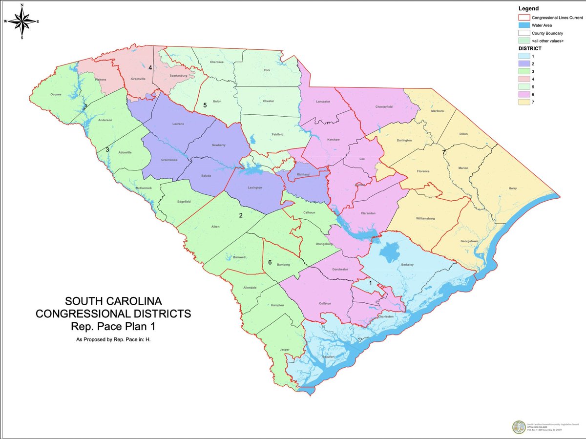 #NEW: South Carolina state Rep. Jordan Pace, chairman of the SC Freedom Caucus, has released a proposed South Carolina congressional map. The state representative says his intention is to introduce it in an upcoming legislative session. abcnews4.com/news/local/sta…