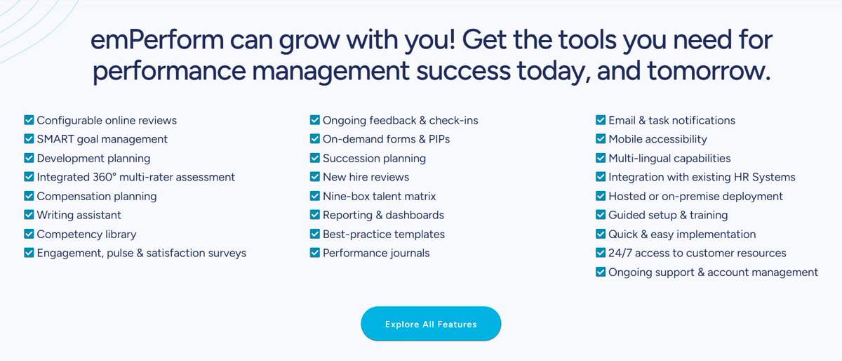 emPerform's tweet image. Complete employee performance management software at your fingertips - all for one great price. Explore our features. 👉quisitive.us/uhSi7
#EmployeePerformance #HR #EmployeePerformanceManagementSoftware #HRTech