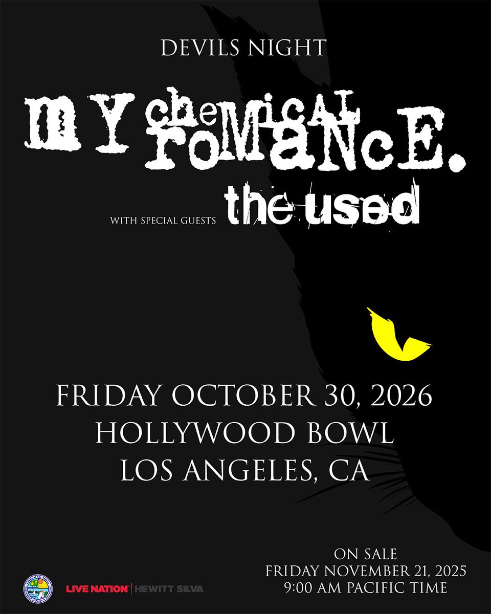 WeAreTheUsed's tweet image. Tickets are on sale NOW for our show with @MCRofficial. Oct 30th at the Hollywood Bowl in Los Angeles. You don’t want to miss this one 😈 ❤️

ticketmaster.com/event/0B006332…