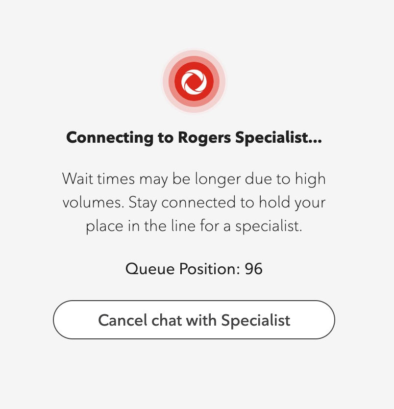 C0dingArchit3ct's tweet photo. @Rogers, Seriously now? 96 on wait online? How many specialists do you have to answer? https://t.co/EE2VVZwDQx