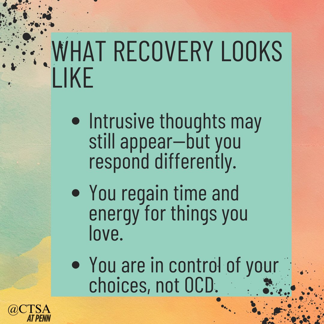 CTSAatPenn's tweet image. Recovery from OCD isn’t about erasing every intrusive thought—it’s about reclaiming your life from OCD’s grip. 🌱 Progress means freedom, not perfection. 💪✨
What does recovery look like for you? Share below! 👇 #OCDRecovery #MentalHealthMatters #ProgressNotPerfection
