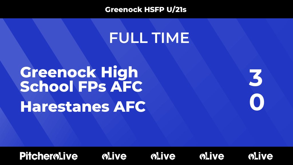FULL TIME: Greenock High School FPs AFC 3 - 0 Harestanes AFC
#GREHAR #Pitchero
pitchero.com/clubs/greenock…