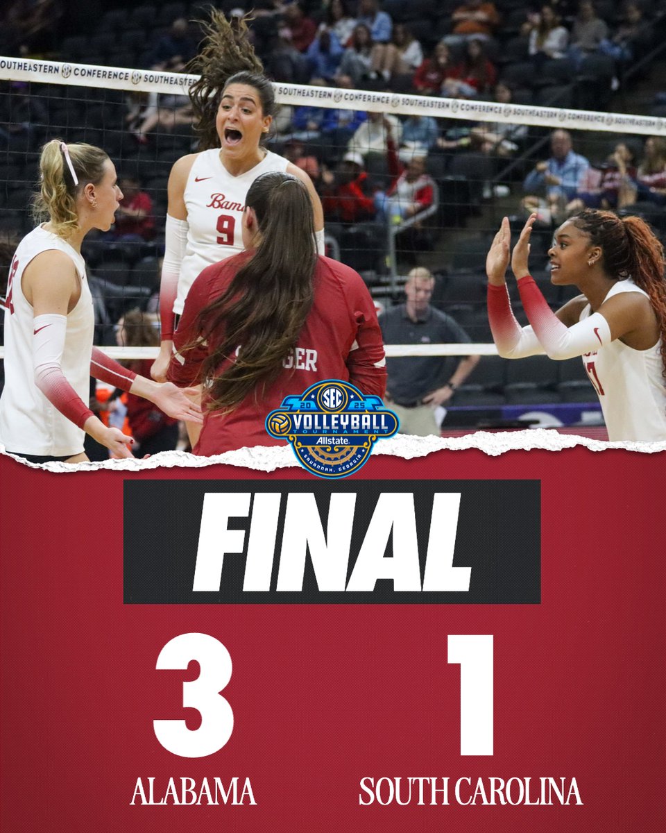 Alabama deafeats South Carolina and advances to face Florida Saturday at the SEC Tournament!

#RollTide