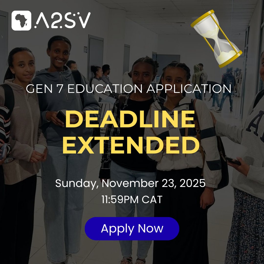 A2_SV's tweet image. 🚨Deadline Extended!

Applications now close on Sunday, November 23, 2025. 11:59PM CAT
If you’ve been thinking about applying, this is your extra chance.

 Apply now: form.typeform.com/to/wOWdCFrZ
Share this with someone who needs it! 
#A2SV #TechOpportunities #SoftwareEngineering