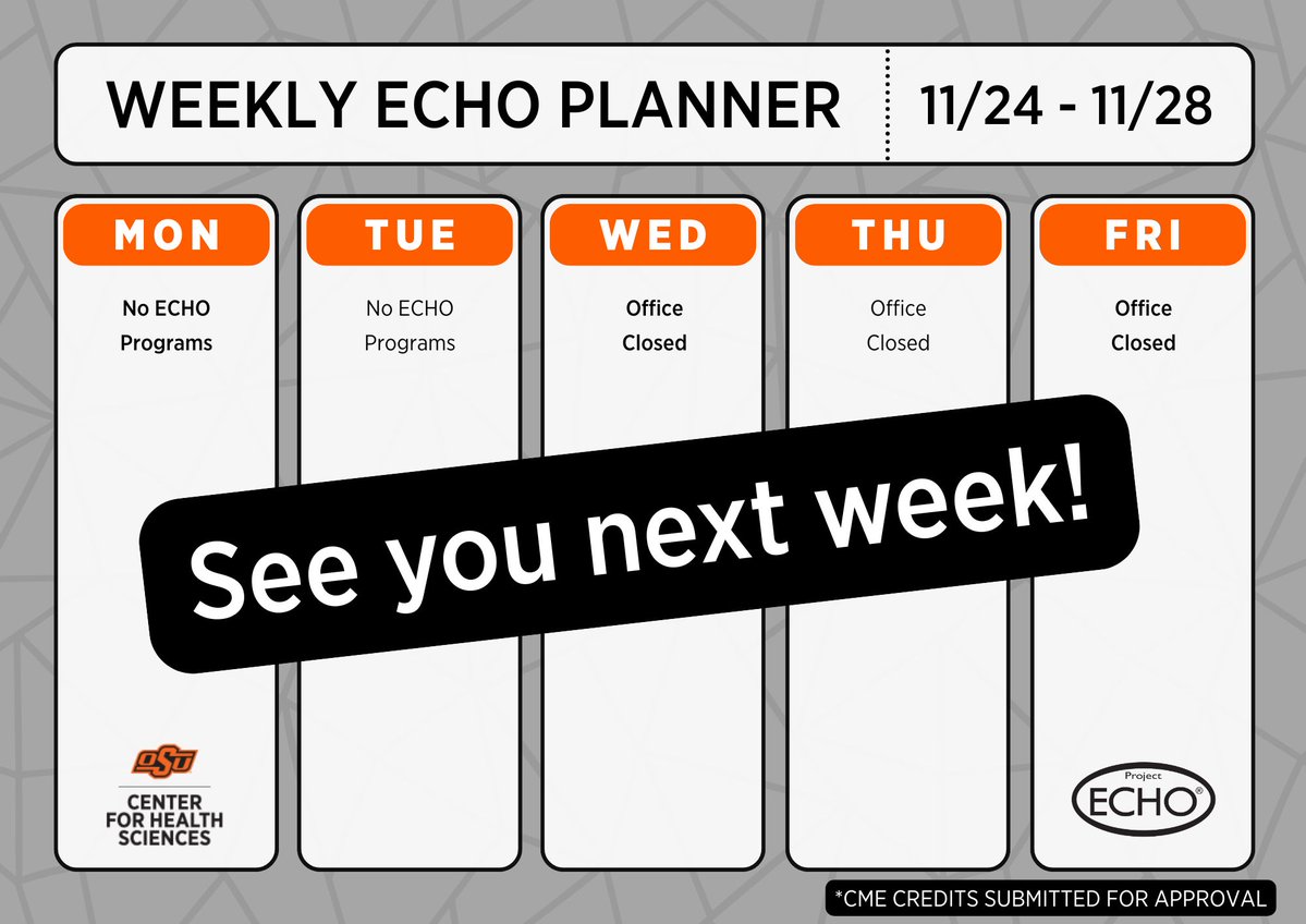 OKStateECHO's tweet image. We hope you enjoy a warm and restful holiday with your loved ones, and we’ll be back in action next week with our full lineup! 🧡🍂

Happy Thanksgiving! 🦃
