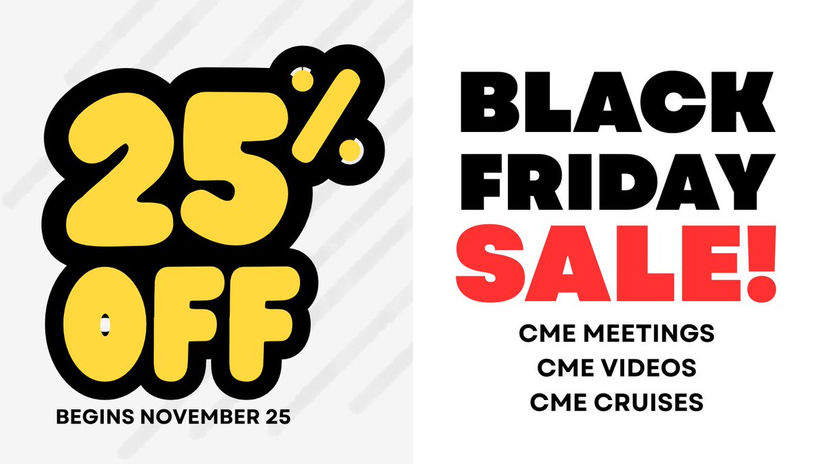 Edusymp's tweet image. ESI’s Black Friday CME Sale starts November 25. Get 25% OFF sitewide with Code: BF25

From self-paced streaming material to live &amp;amp; cruise meetings, level up your diagnostic accuracy.

Prefer streaming? Use the Code BF25 on our streaming site, DocMedEd
zurl.co/Ppgtl…