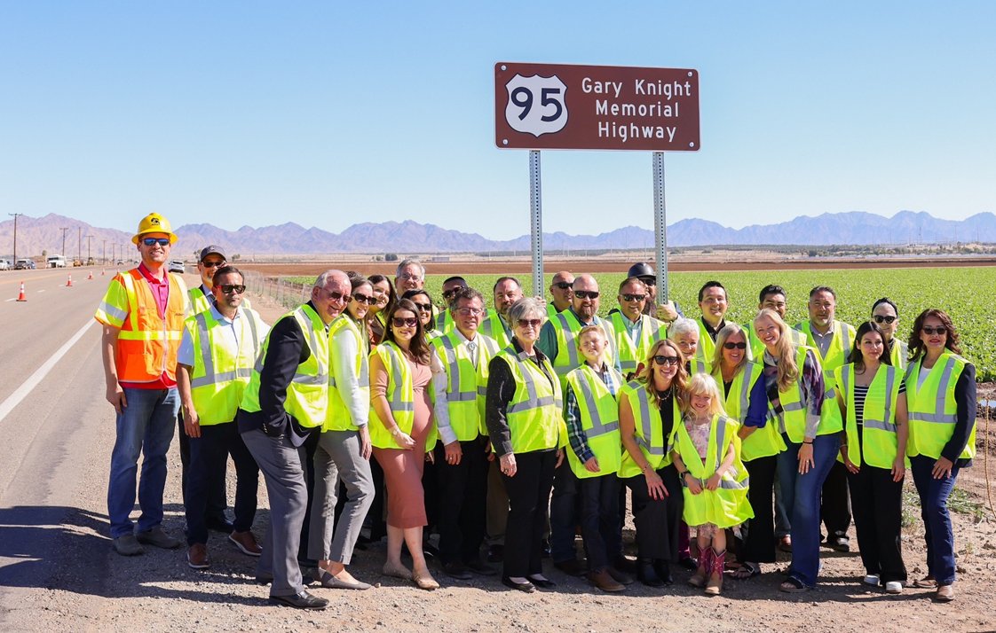 Wilson &amp; Company was honored to join local leaders in Yuma, AZ, for the unveiling of the Gary Knight Memorial Highway along 17 miles of US 95. Thanks to Doug Eberhart and Amy Moran for supporting grants totaling $21M and helping honor Knight’s legacy. #HigherRelationships