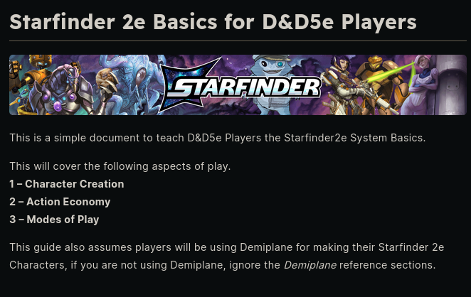 jaykethegm's tweet image. I&apos;m no expert (yet) but I&apos;ve strung together this simple D&amp;amp;D5e to @paizo&apos;s  Starfinder2e Conversion guide for a group of players I&apos;m running...

Maybe it&apos;ll help someone else too! (there may be mistakes sorry)

hackmd.io/@cTEb8tPzScmfy…

#starfinder2e #dnd5e