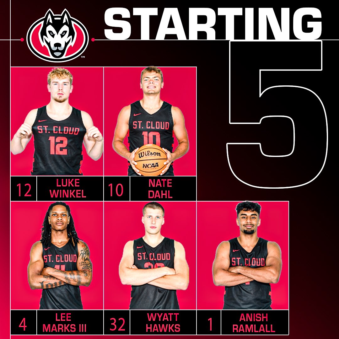 Starting lineup against RV Lake Superior State
#gohuskies