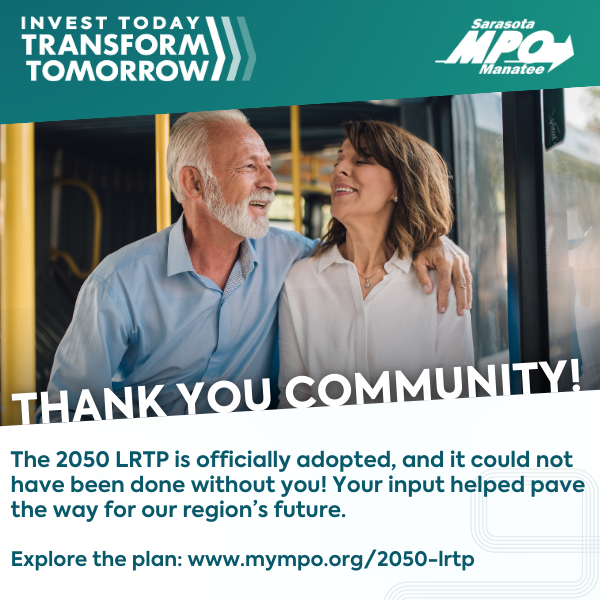 saramanampo's tweet image. It&apos;s been a month since the 2050 LRTP became official, and we&apos;re so thankful for your continued support! Your input in surveys, workshops, events, and beyond helped shape this plan. 🎉
 
Explore the 2050 LRTP: mympo.org/2050-lrtp
 
#ThankYouCommunity #PublicInput #SaraManaMPO