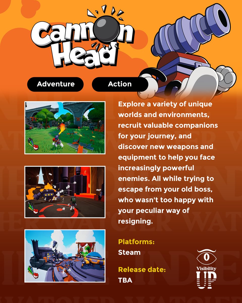 CannonHead is still in a pretty early stage of development, but I already love everything the developer has shown. I really like how the gameplay fits so well with that 1930s cartoon aesthetic

#indiegame #indiedev #visibilityUP