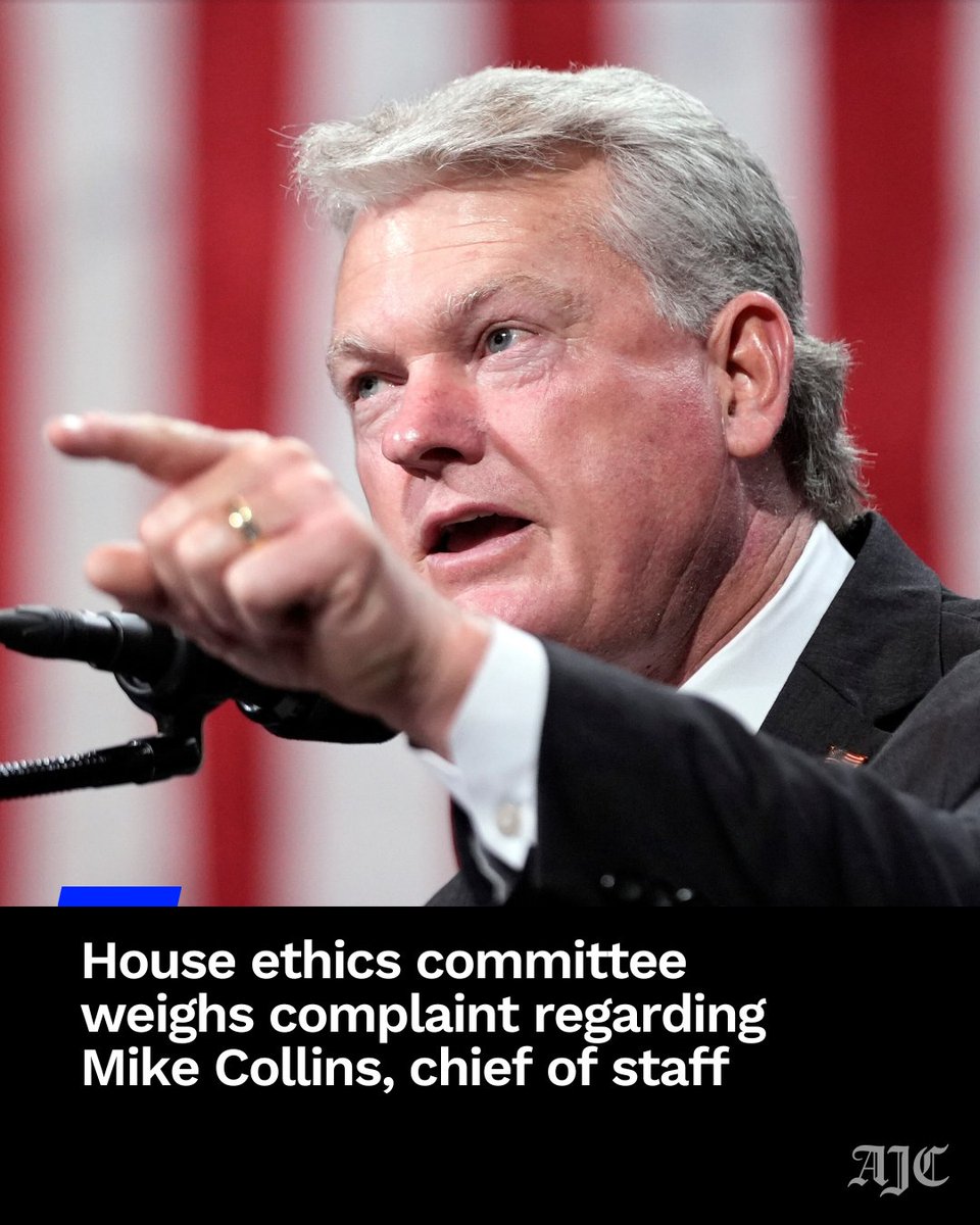 ajc's tweet image. The U.S. House Committee of Ethics has received a complaint regarding U.S. Rep. Mike Collins and his chief of staff.

bit.ly/4pnSNJd