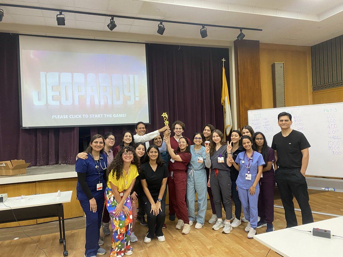 MCMC_IMres's tweet image. 🎉 Congratulations to our PGY-2 class, the champions of the inter-residents Jeopardy competition! 🏆 It was a great showcase of healthy competition and learning at MCMC Dun. Way to go, team! 🙌👏 #JeopardyChampions #LearningTogether