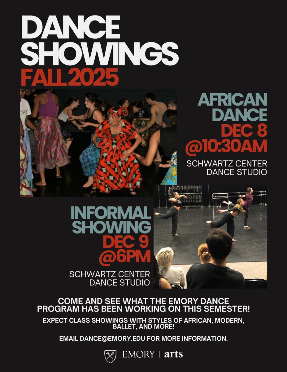 EmoryIAS's tweet image. IAS invites you to come celebrate the incredible work Emory Dance has created this semester, from African Dance to Modern and Ballet! 

#africandance #dance #emory #emorydance