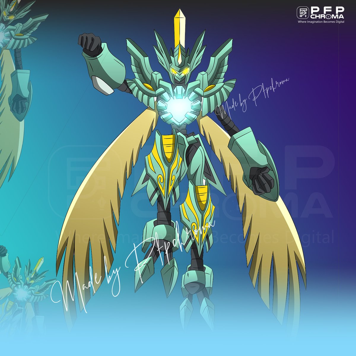 ChromaPfp_'s tweet image. Unveiling the Guardian of Light 

Where imagination transforms into stunning digital worlds.
This mech-angel design is crafted with precision, energy, and futuristic elegance.
Your feedback fuels the next creation,

#PFPChroma #DigitalArt #MechaDesign #AnimeArt   #CharacterDesign…
