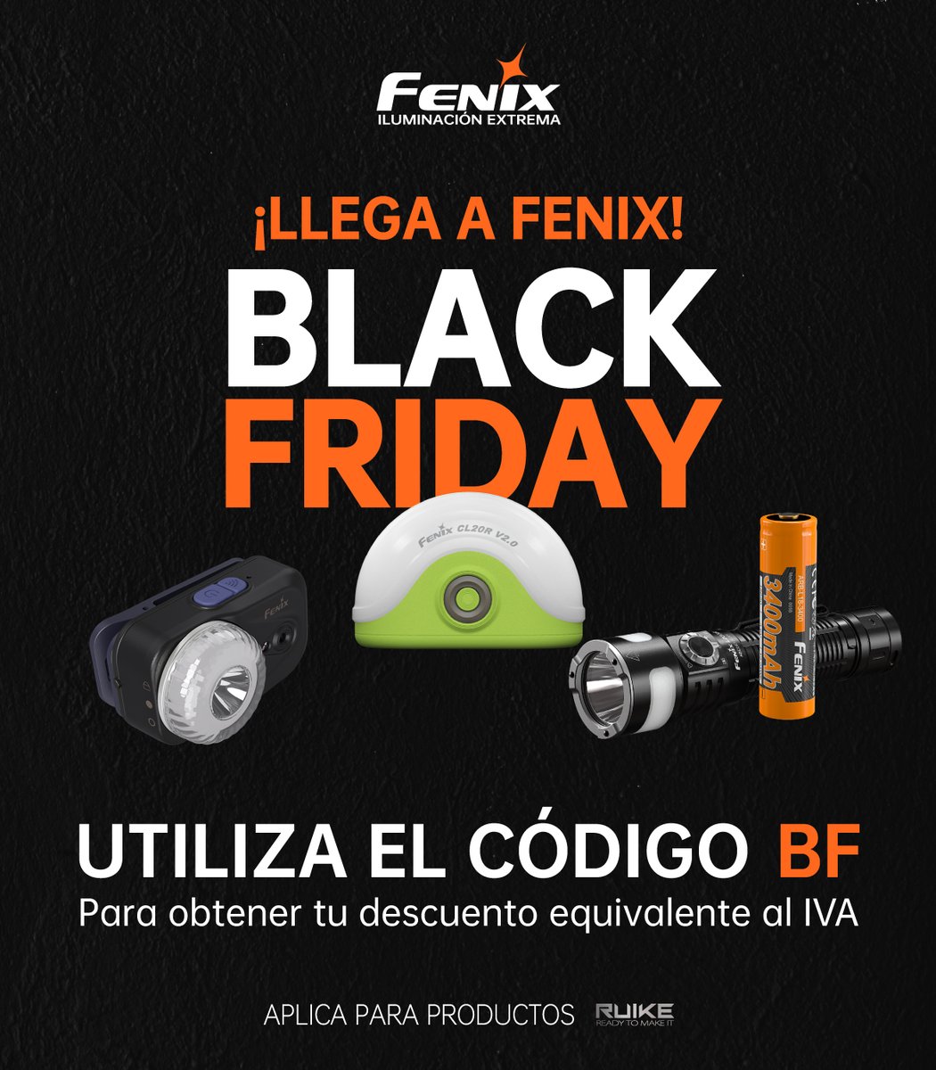 FenixLinternas's tweet image. 🔥 ¡Black Friday en Fenix!
Linternas tácticas, frontales y más con #chollos por tiempo limitado.
🎁 ¡Compra ya tus regalos y brilla esta Navidad!
🛒 fenixlinternas.com