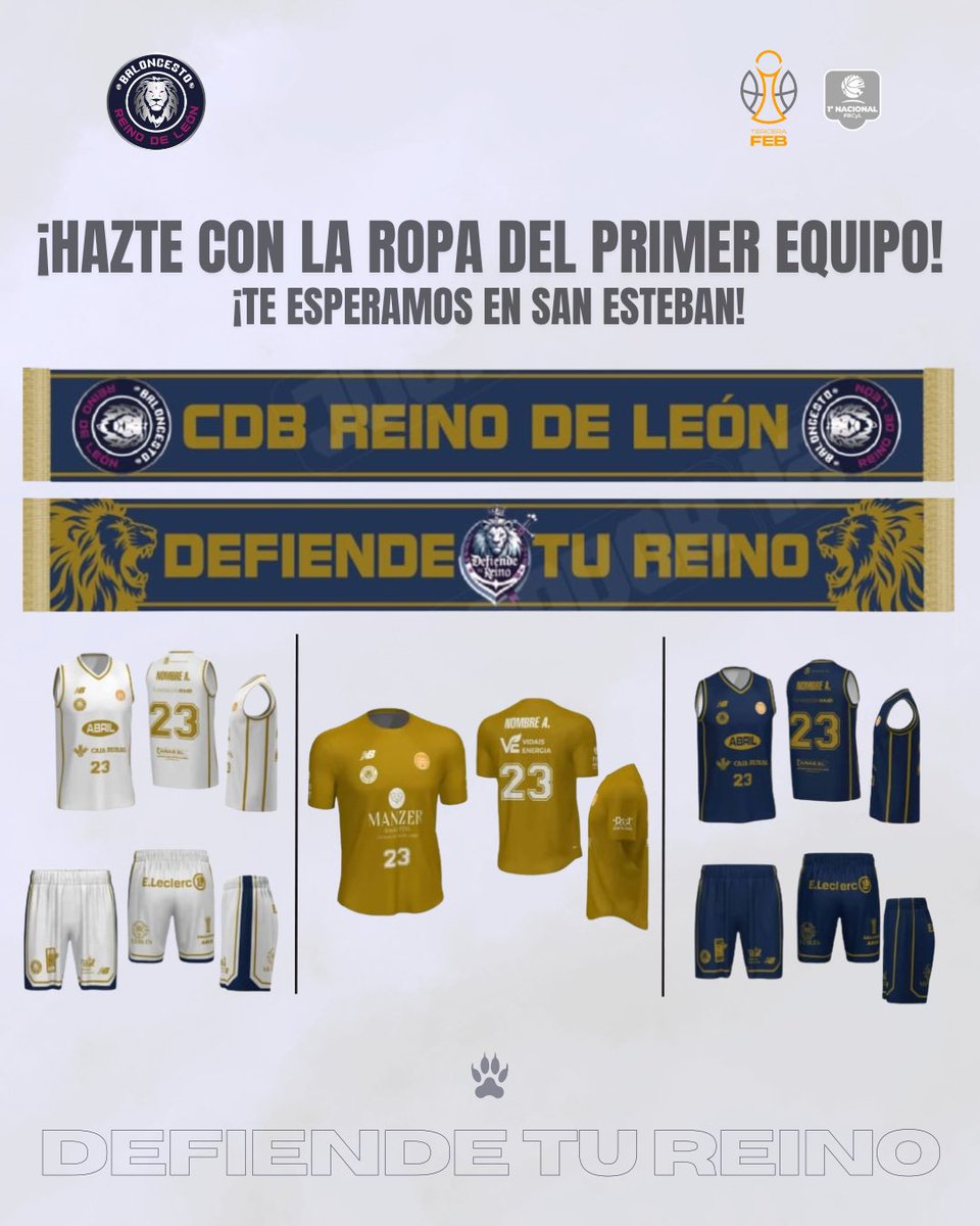 CBReinodLeon's tweet image. 🦁🤍| ¡Atención, familias del Reino de León!

Este Domingo 23 de noviembre a las 12:30h, ¡nuestro equipo de Tercera FEB vuelve al ataque en el Pabellón de San Esteban! 🏠

Queremos la grada llena, animando, saltando y rugiendo… ¡como solo el Reino sabe hacerlo! 🔥