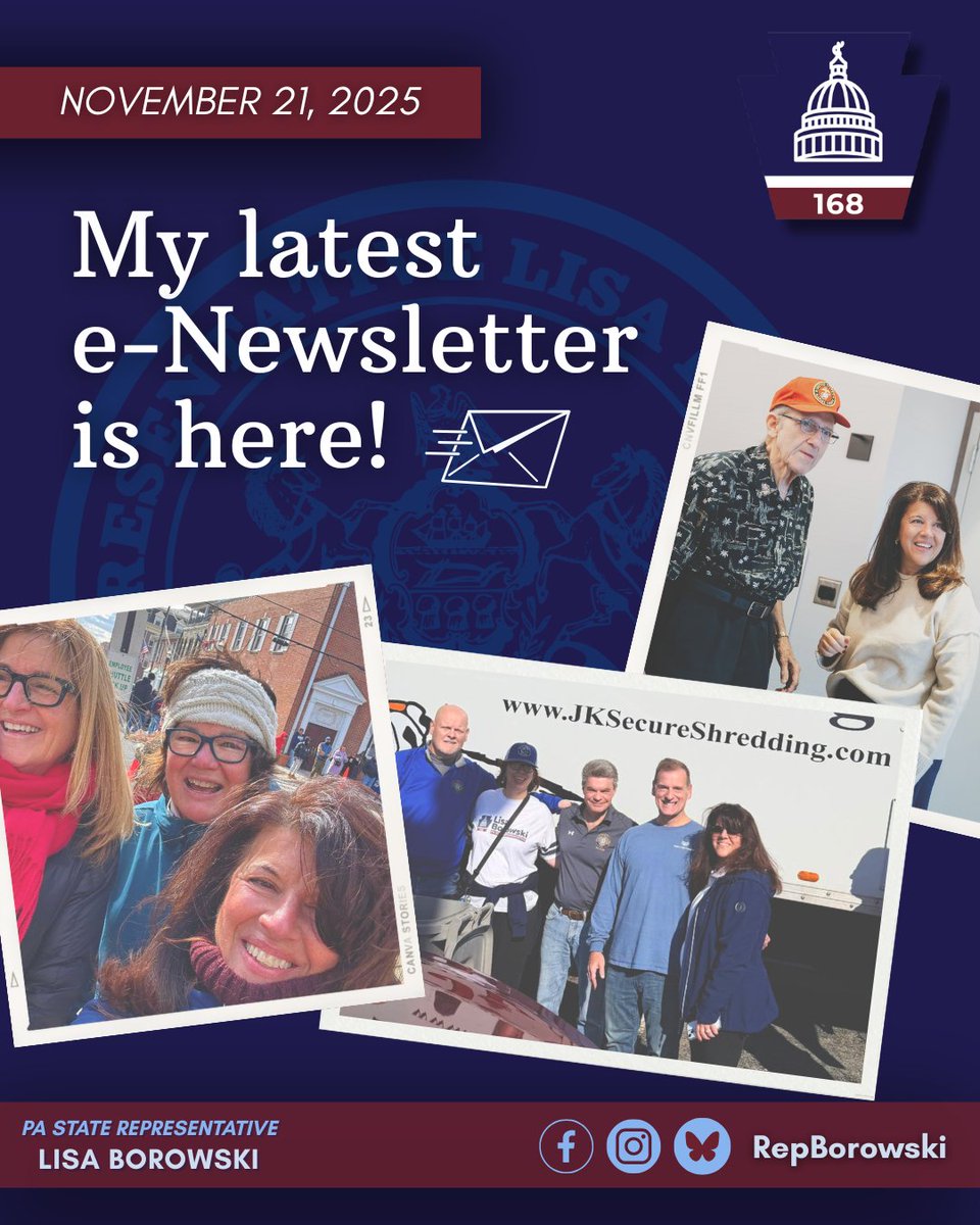 RepBorowski's tweet image. In today&apos;s e-newsletter: My thoughts on the newly signed state budget for 2025-26, additional legislative updates, honoring veterans with our annual breakfast and Delco&apos;s annual parade, and more. Check it out: pahouse.com/borowski/InThe…