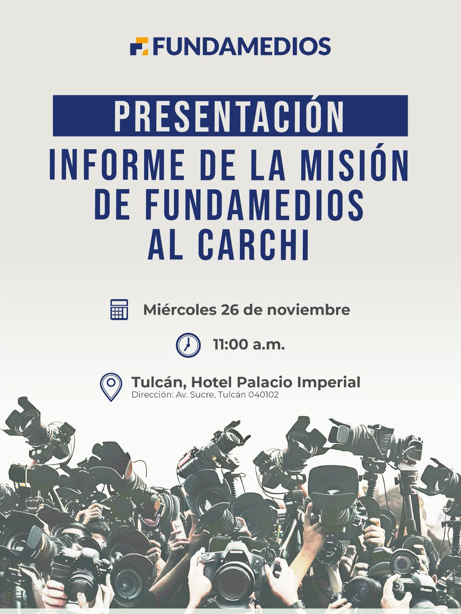 FUNDAMEDIOS's tweet image. En Tulcán, informar sigue siendo un acto de riesgo. 📵📝

Fundamedios llevó a cabo una misión en la provincia del Carchi para escuchar a periodistas locales, reunirse con autoridades y medir, en territorio, cómo se ejerce la libertad de expresión en la frontera norte. El…