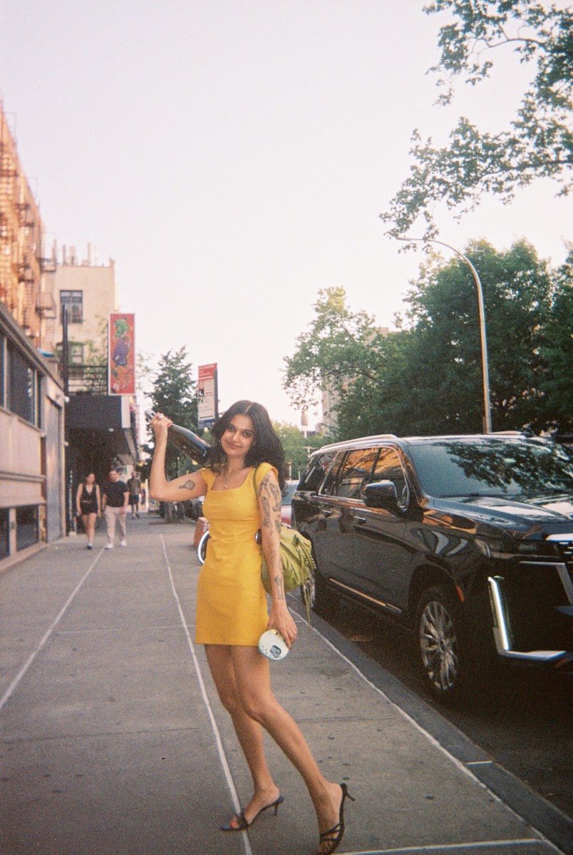 ivadixit's tweet image. thank you lord for endowing me with the courage to wear BRIGHT TAXICAB YELLOW and for finally giving me a friend who knows how to fucking wield a film camera