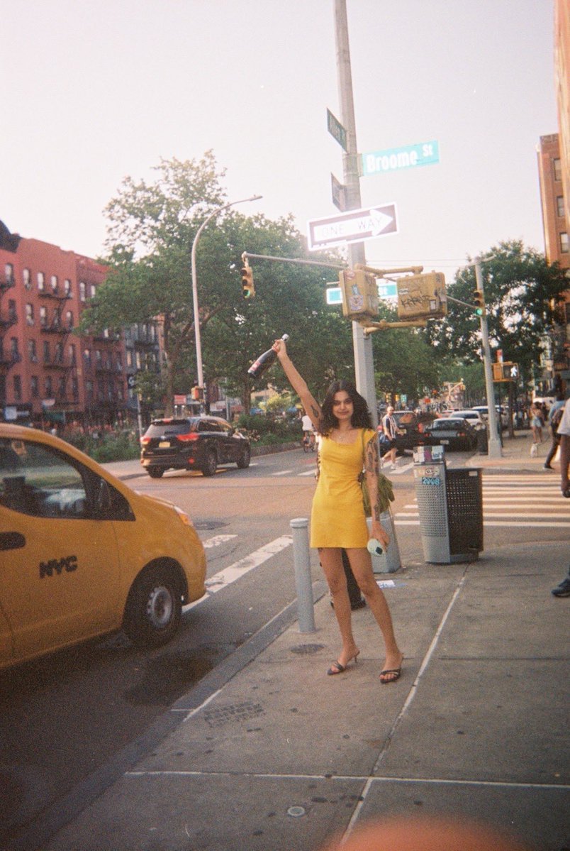 ivadixit's tweet image. thank you lord for endowing me with the courage to wear BRIGHT TAXICAB YELLOW and for finally giving me a friend who knows how to fucking wield a film camera