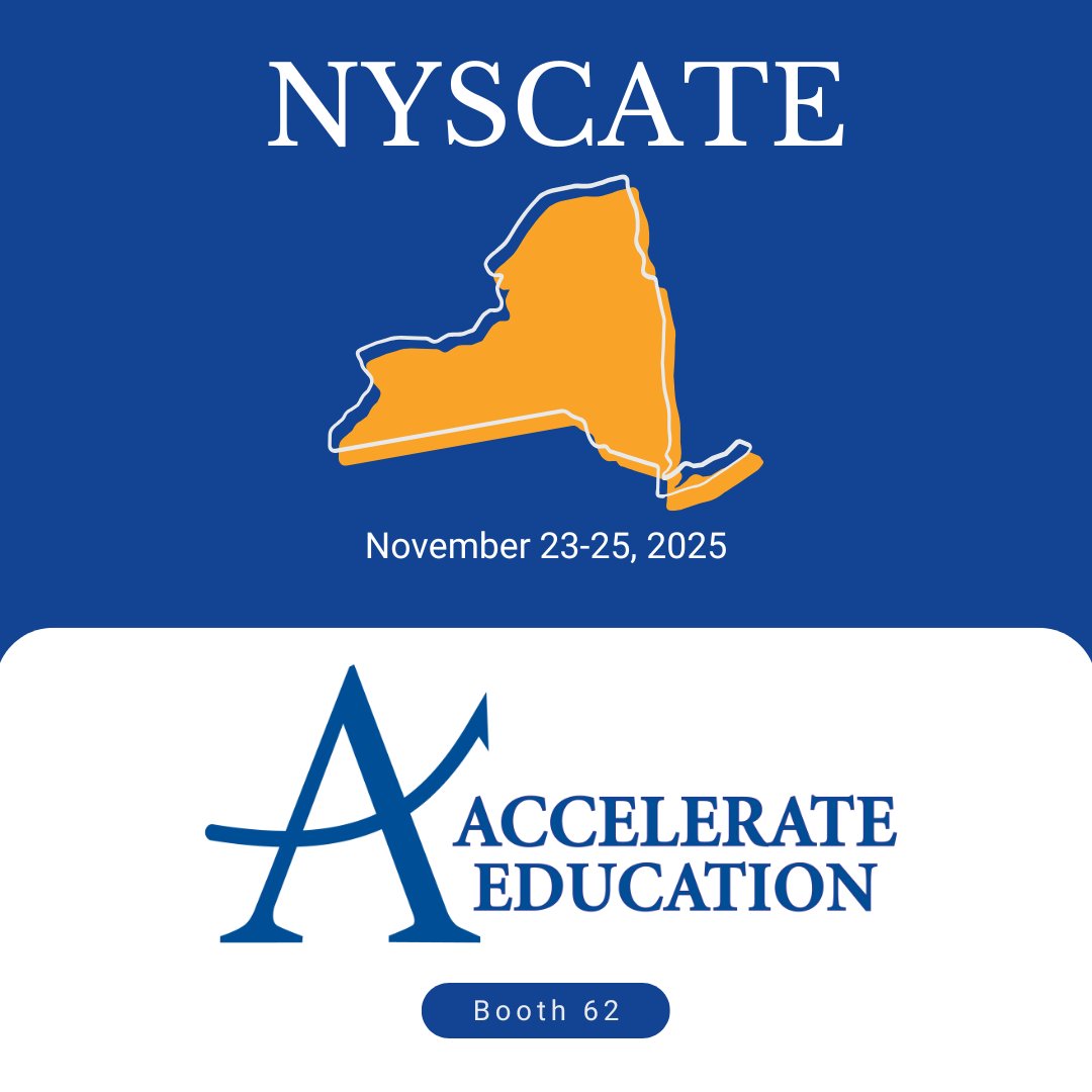 AccelerateEd's tweet image. Accelerate Education will be at the New York State Association for Computers and Technologies in Education (NYSCATE) 2025 Annual Conference.

Catch us at Booth #62!

#NYSCATE2025 #EdTechLeadership #NYEducation #OnlineLearningInnovation