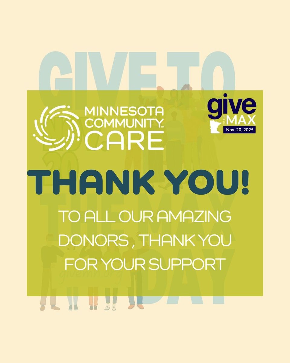 MNCommunityCare's tweet image. Thank you to everyone who supported Minnesota Community Care on Give to the Max Day! 💛
Your generosity helps us continue providing quality, equitable healthcare for all in our community.  We are grateful for you. 💙 #MinnesotaCommunityCare #MCC