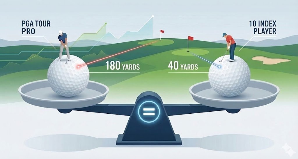 LouStagner's tweet image. A PGA Tour Pro from 180 yards in the fairway...

Averages the same number of shots to hole out...

As a 10-index player from 40 yards in the fairway.

😲😲😲