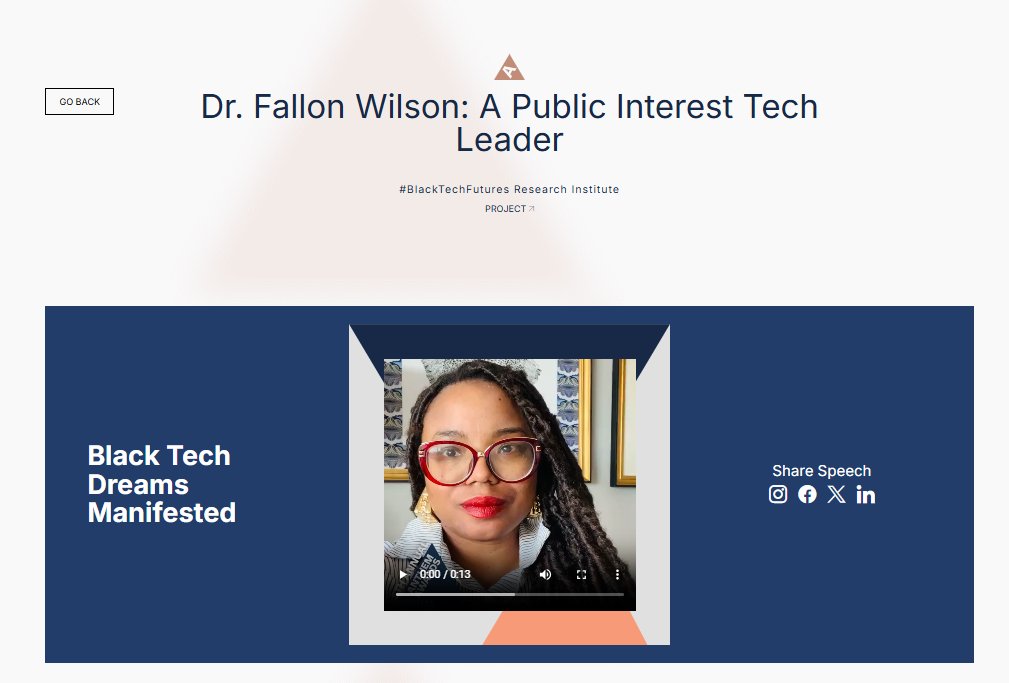 mmtconline's tweet image. #DYK MMTC VP Dr. Fallon Wilson was named an @AnthemAwards Bronze Winner in the category of Responsible Technology: Nonprofit Leader?  

Go here to learn why Dr. Wilson is a public interest technology thought leader &amp;amp; advocate. bit.ly/48jUD89

#PublicInterestTech