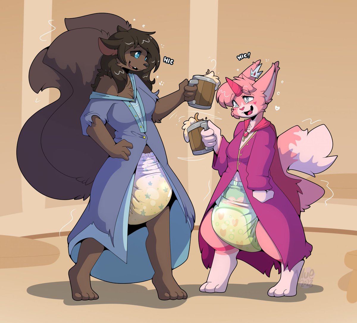 Hazel and Berry enjoying a night at the tavern after a quest well done. They sure failed their fortitude/constitution saves, but they are at least well equipped in the meanwhile !

Berry owned by <a href="/Braixenchu1/">Braixenchu</a>  , artist is <a href="/vluesclues/">Stardust Bun</a>