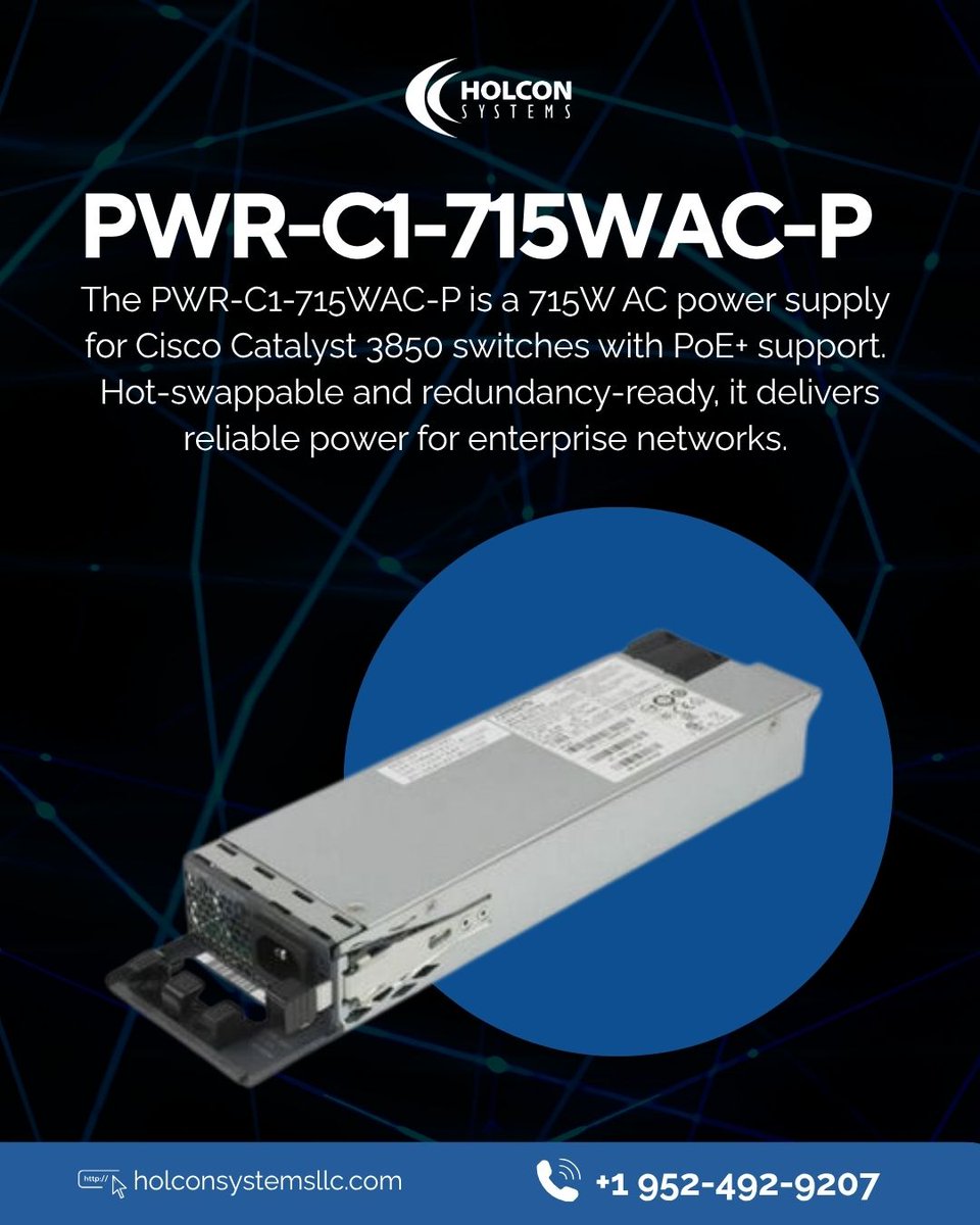 exciscokit's tweet image. The PWR-C1-715WAC-P is a high-performance 715W AC power supply designed for Cisco Catalyst 3850 switches with full PoE+ support. 

#holconsystems #networkingsolutions #ithardware #networkefficiency  #businessconnectivity