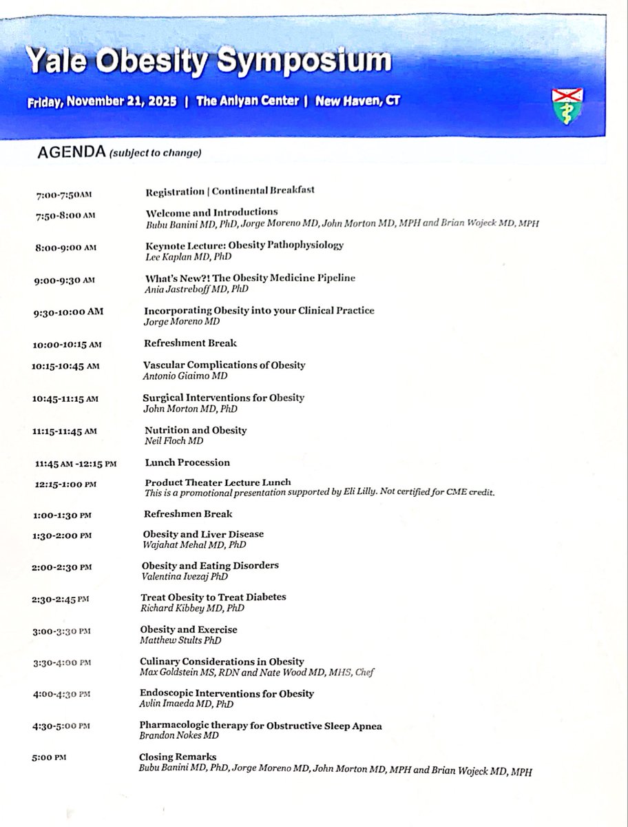 Bubu_Banini's tweet image. An honor to kick off the second annual Yale Obesity Symposium with keynote speaker Dr Lee M. Kaplan and our fantastic symposium faculty!! 🌸 @YaleMed #TOS @YaleDigestive