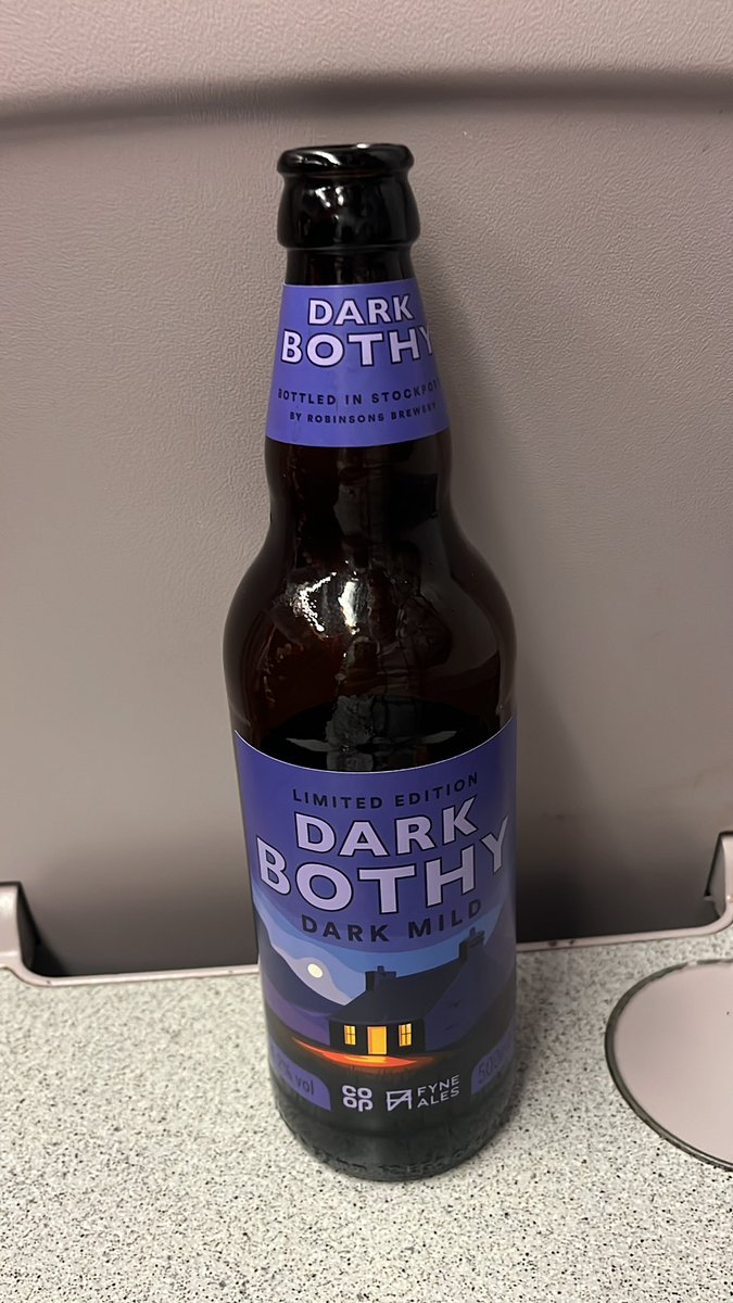 BeerBasher's tweet image. Haven’t had a train beer photo for a while so here you go. Lovely bottle of Mild from @FyneAles