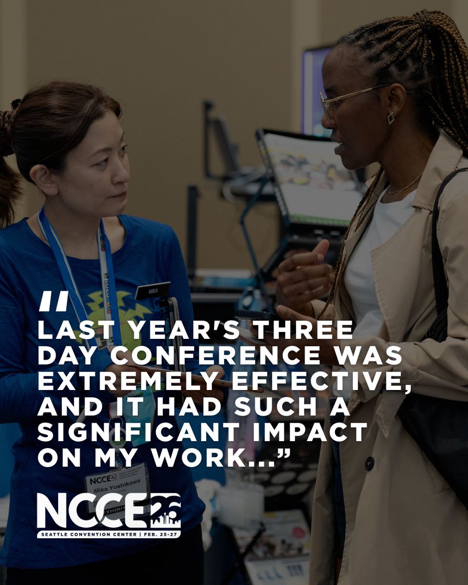 NCCE_EdTech's tweet image. Ready to make a significant impact on your work and your students&apos; success? Like this NCCE attendee, you can walk away from our conference with actionable game changing strategies. 

Register for our 2026 conference today at NCCE.org/Conference