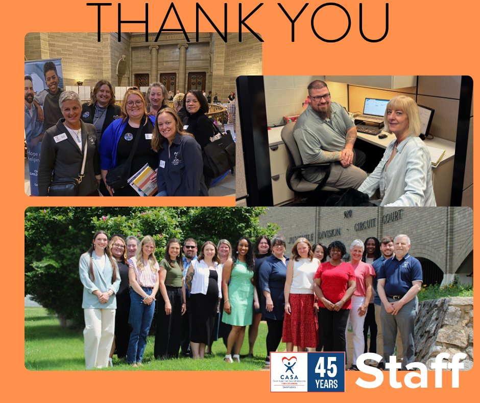 stlouiscasa's tweet image. Today we’re thankful for the dedicated CASA Staff who work tirelessly behind the scenes.
Your commitment ensures that every volunteer and every child receives the guidance, stability, and support they need.
#CASAofSTL #CASAStaff #MissionDriven #GratitudeWeek