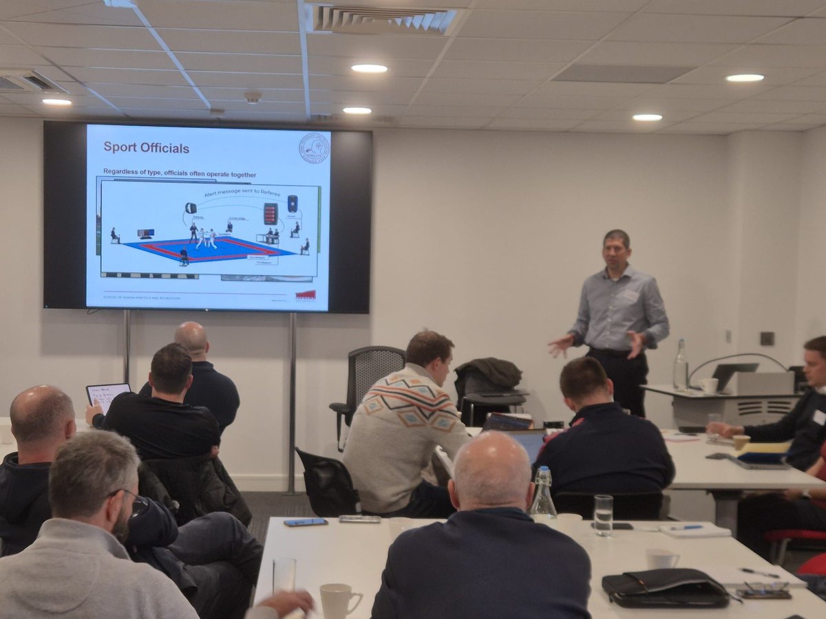 ProfHancockMUN's tweet image. Continuing my UK tour, it was great to be part of a workshop @covcampus. @DrTomWebb organized the event, focusing on sport officiating research with application to national governing bodies. Amazing to be part of this group!!