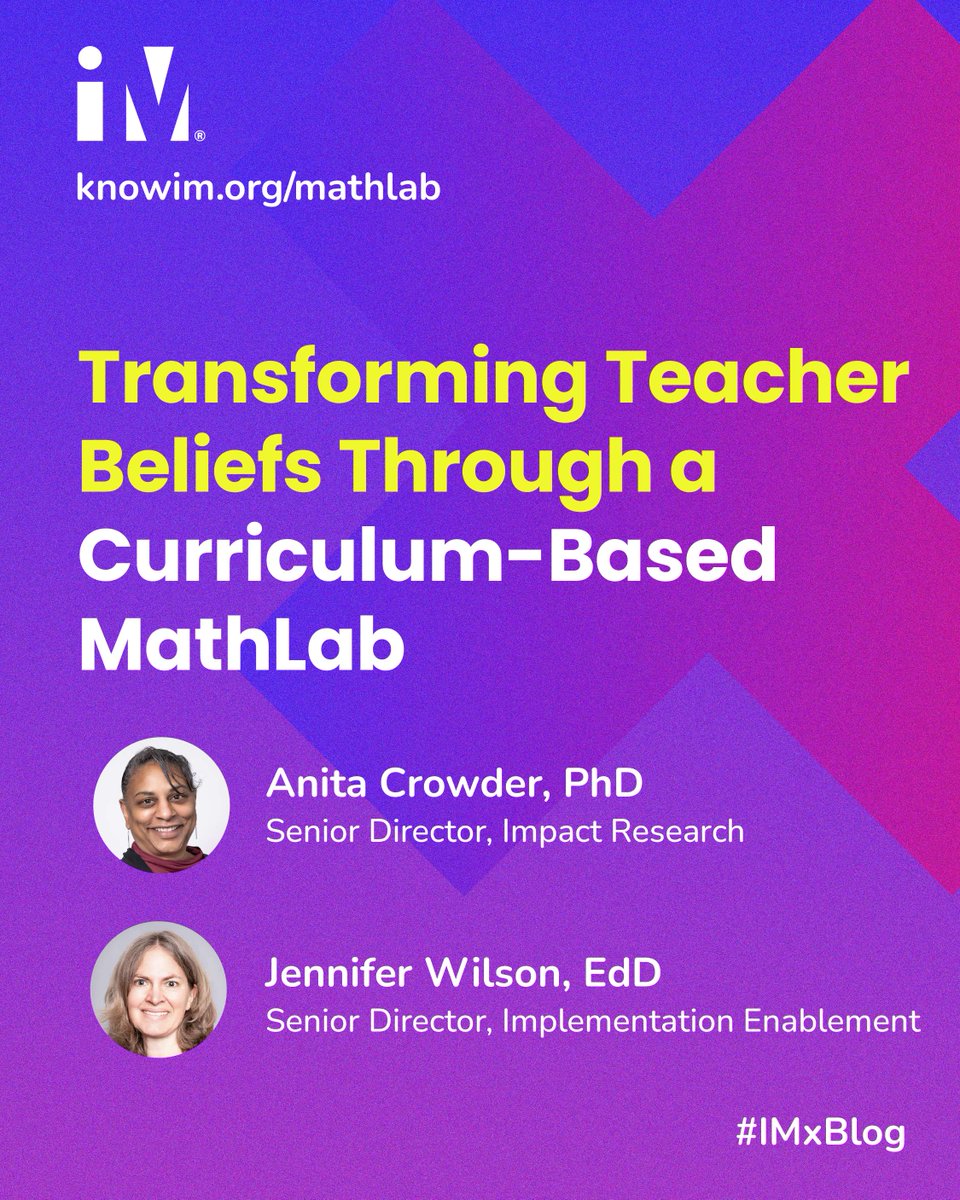 IllustrateMath's tweet image. 📘 New on the IM Blog!

IM MathLab gives educators real-time insight into problem-based instruction—helping shift beliefs, build student confidence, and strengthen classroom communities. ✨

Read the post to learn more ➜ knowim.org/mathlab 

#IMxBlog #IMMathLab