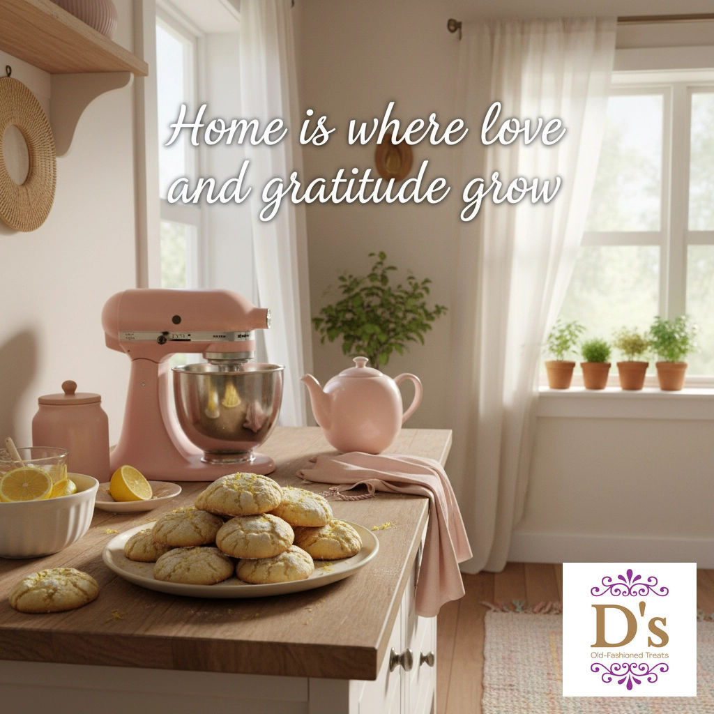 OldFshionTreats's tweet image. Home isn’t just four walls: it’s the warmth in every bite, the laughter by the oven, and gratitude in every moment shared. &quot;Home is where love and gratitude grow.&quot; 🍋🏠 #DsOldFashionedTreats #Gratitude #Thankful #dsoftreats