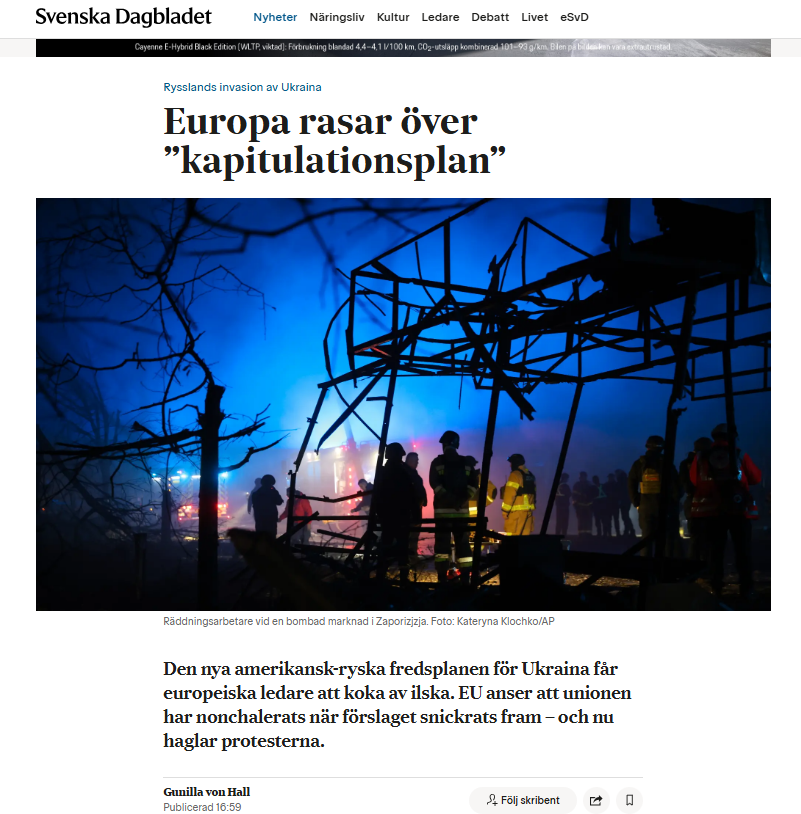 Stackars tant Europa.😁
Tål inte fred.
Ingen leverage.
Kvar är ett kraxande som övriga världen knappt tar notis om.

🎶The winner takes it all. 
The loser standing small.🎶