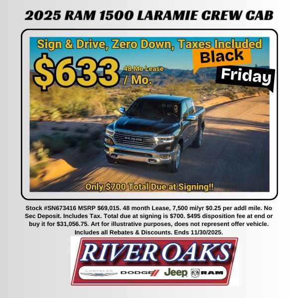 🎁 Whether you're shopping for a new Jeep, Ram, Dodge, or Chrysler—we’ve got the #BlackFriday savings you’ve been waiting for. #BlackFridaySale