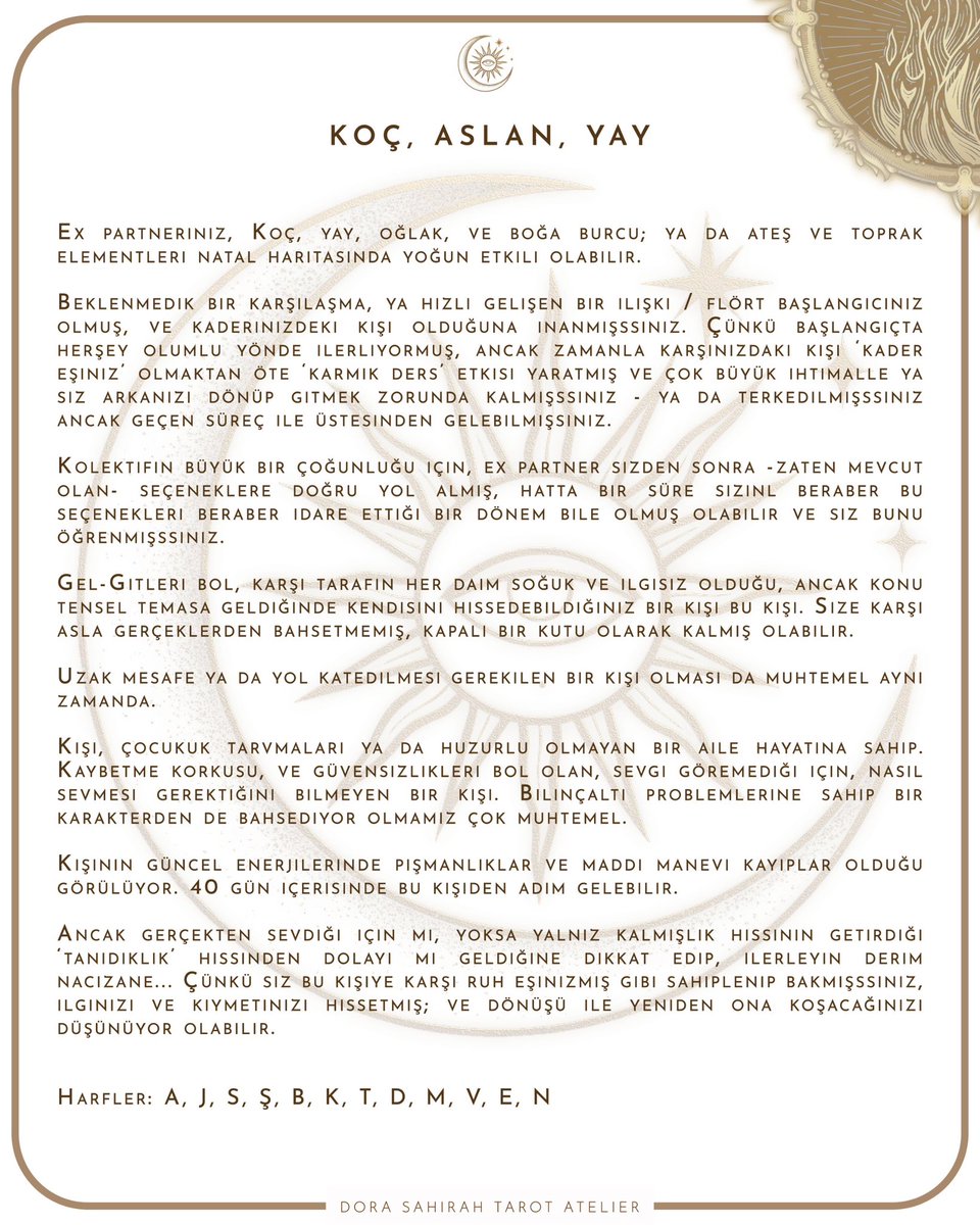 DoraSahirah's tweet photo. Haftalik Ex-Partner ongoruleri! 🚨
Ates elementi burclari icin… 🔥

•
#expartner #tarot #tarotacilimi #ongoru https://t.co/9cMjaEWR3L