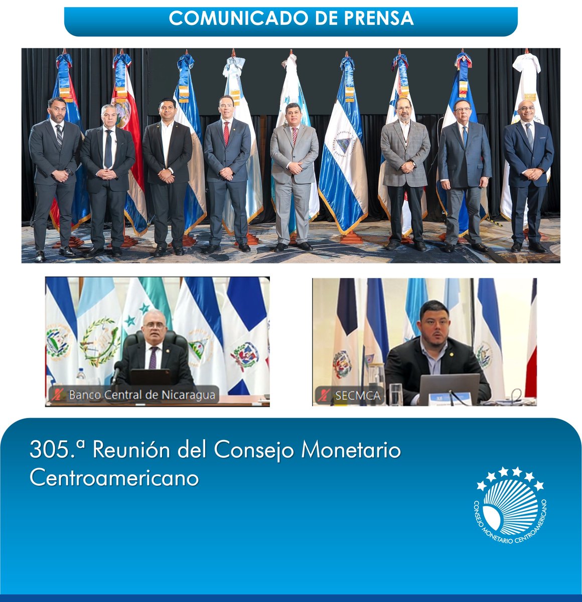 secmca's tweet image. 📊 El CMCA celebró su 305.ª reunión en Punta Cana junto a los bancos centrales de Centroamérica y República Dominicana, con la participación del FMI, BID, CEPAL, Banco Central de Belice y el Banco Nacional de Panamá.
🌎 Las autoridades analizaron los principales desafíos…