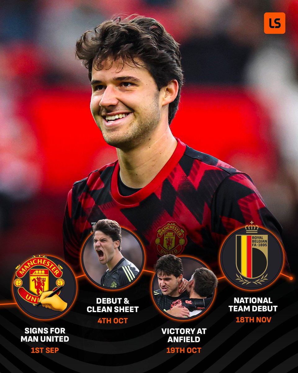 livescore's tweet image. Senne Lammens is loving life after signing for Manchester United 👹🧤